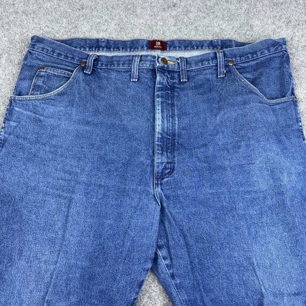 Wrangler 31MWZ Jeans Mens 44x32 Relaxed Fit Straight Leg Blue Denim Western Work - Picture 2 of 12